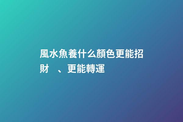風水魚養什么顏色更能招財、更能轉運